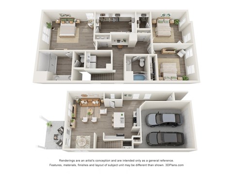 Floor plan for 3 beds, 2.5 baths, 1853 sqft